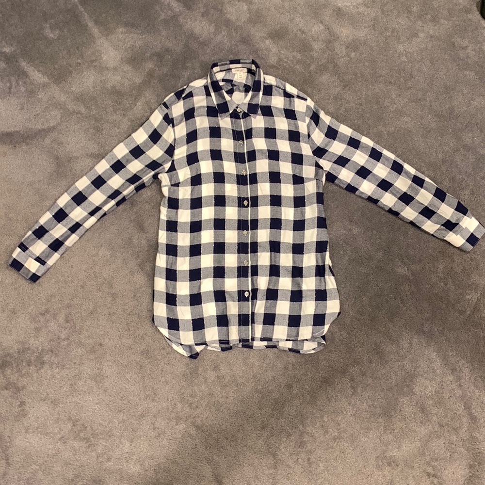 Tribal Jeans Long Sleeve Black and White Flannel With Silver Metallic Thread